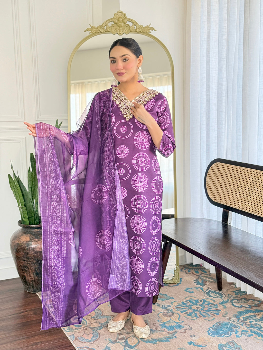 The52 Women's Gorgeous Rayon Embroidery Straight Kurta with Pant And Dupatta Set - Swadesiicart
