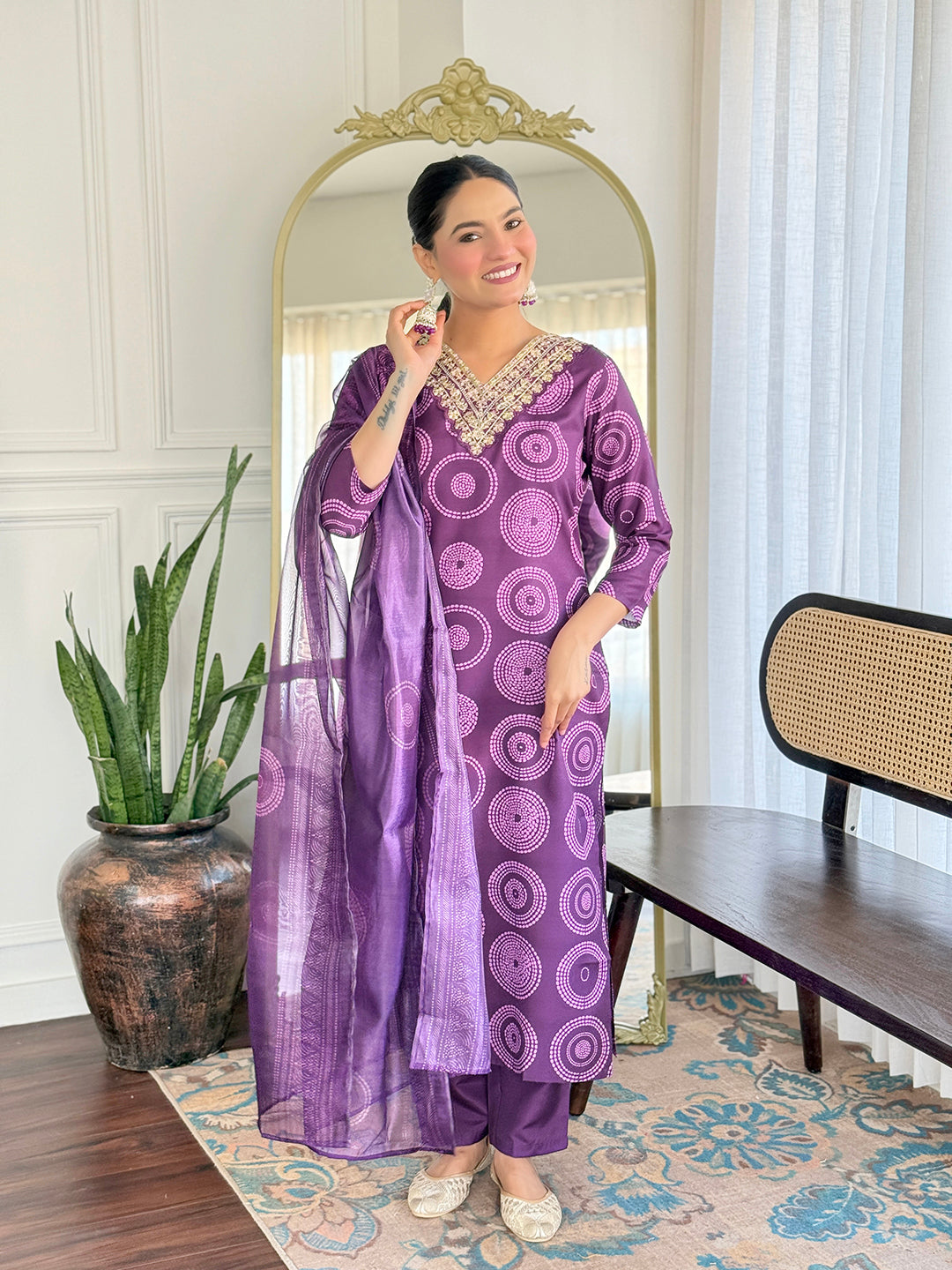 The52 Women's Gorgeous Rayon Embroidery Straight Kurta with Pant And Dupatta Set - Swadesiicart