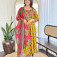 The52 Women's Gorgeous Rayon Printed Flared Kurta with Pant And Dupatta Set - Swadesiicart