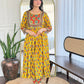The52 Women's Gorgeous Rayon Printed Flared Kurta with Pant And Dupatta Set - Swadesiicart