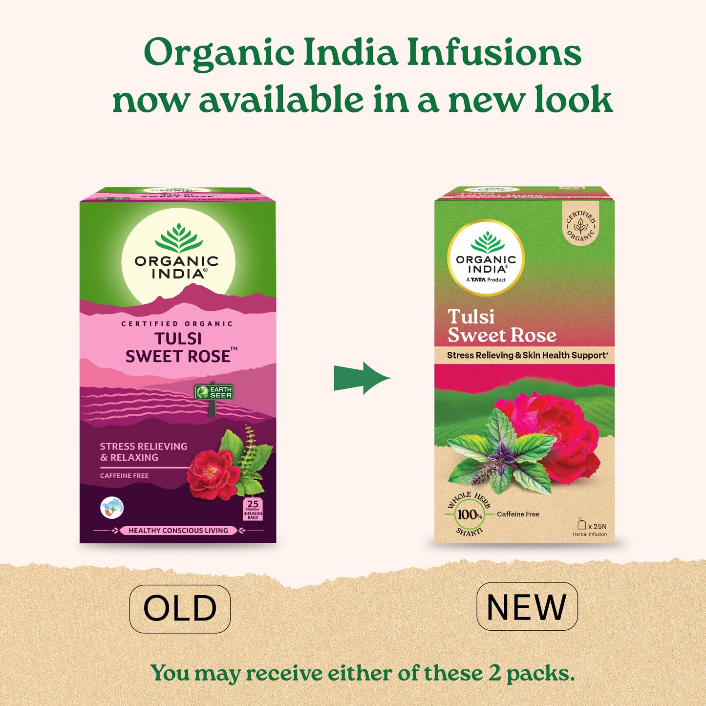 Organic India Tulsi Sweet Rose 25 Tea Bags - Swadesiicart