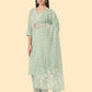Yufta Green Ethnic Motifs Embroidered Regular Chikankari Pure Cotton Kurta with Trousers & With Dupatta | Swadesiicart