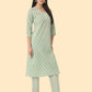 Yufta Green Ethnic Motifs Embroidered Regular Chikankari Pure Cotton Kurta with Trousers & With Dupatta | Swadesiicart