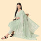 Yufta Green Ethnic Motifs Embroidered Regular Chikankari Pure Cotton Kurta with Trousers & With Dupatta | Swadesiicart