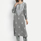 ADA Ethnic Motifs Embroidered Lucknowi Chikankari Kurta with Trousers | Swadesiicart