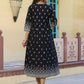 Juniper Women's Black Printed Anarkali Flared Dress | Swadesiicart