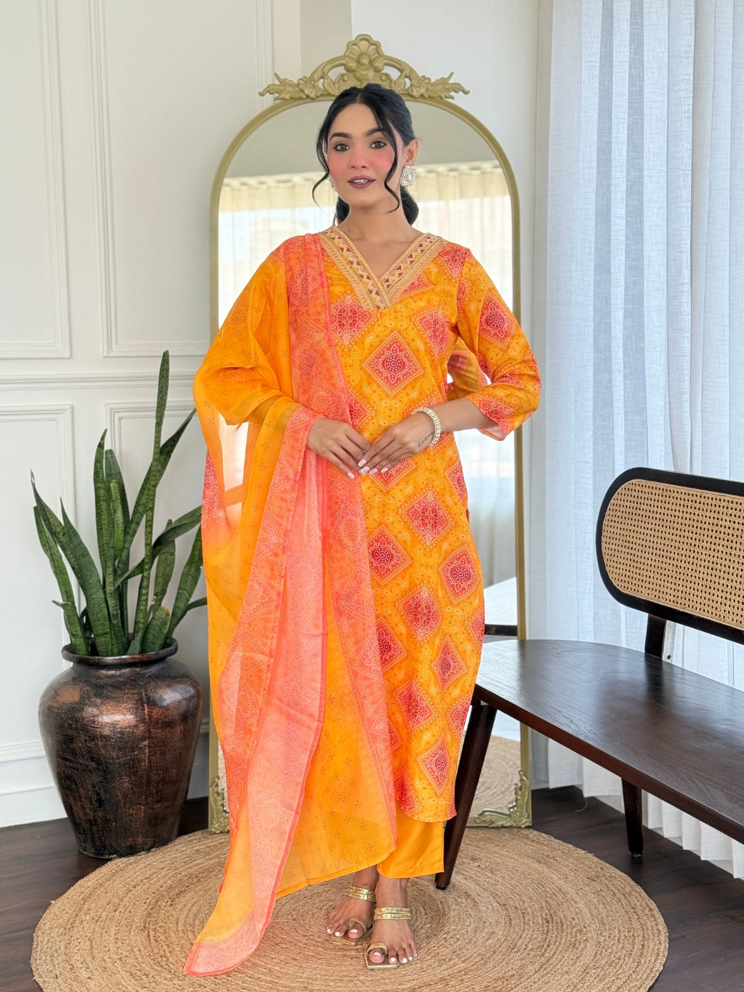 The52 Women's Beautiful Rayon Embroidery work Straight Kurta with Pant and Dupatta Set - Swadesiicart