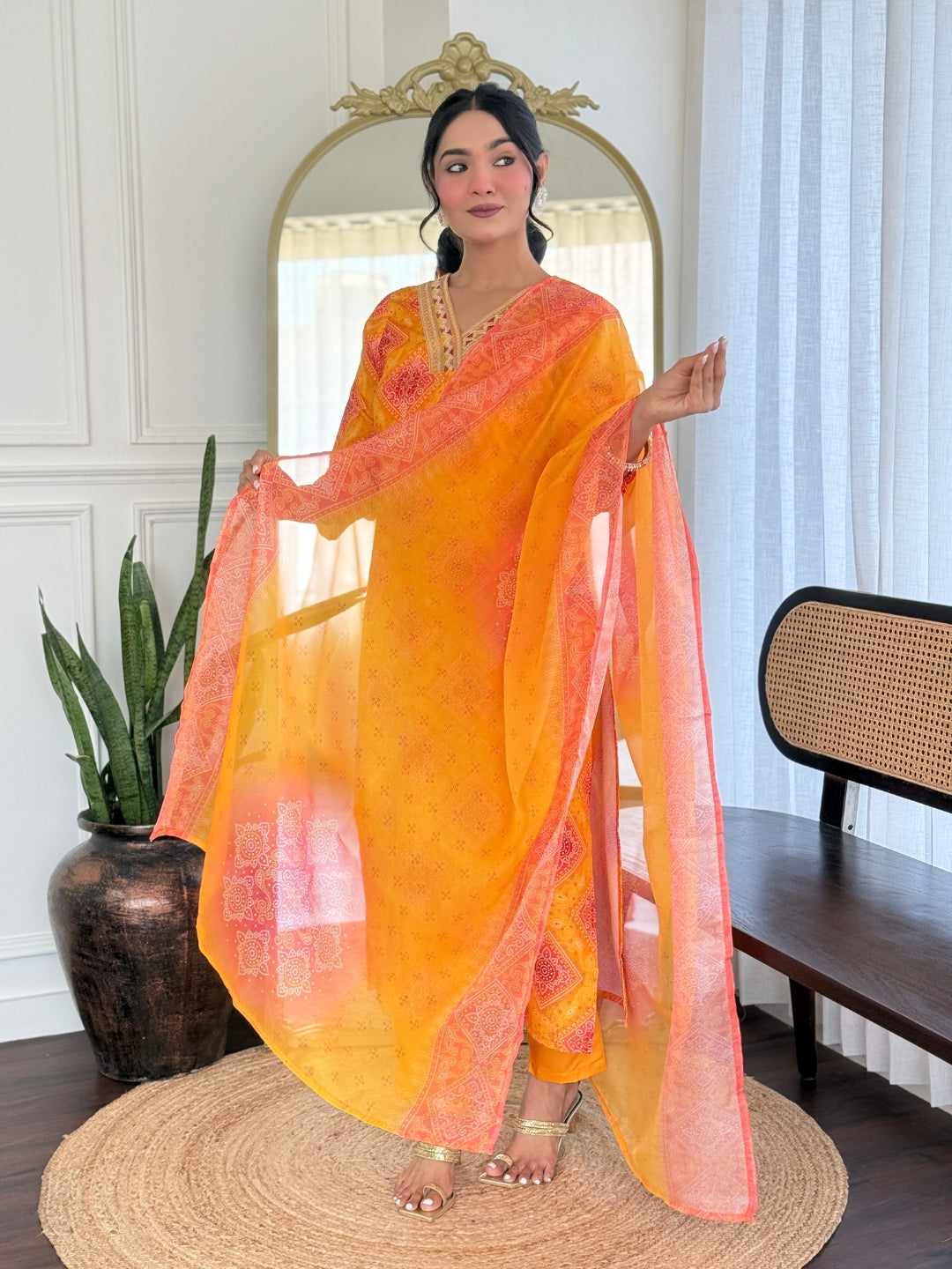 The52 Women's Beautiful Rayon Embroidery work Straight Kurta with Pant and Dupatta Set - Swadesiicart