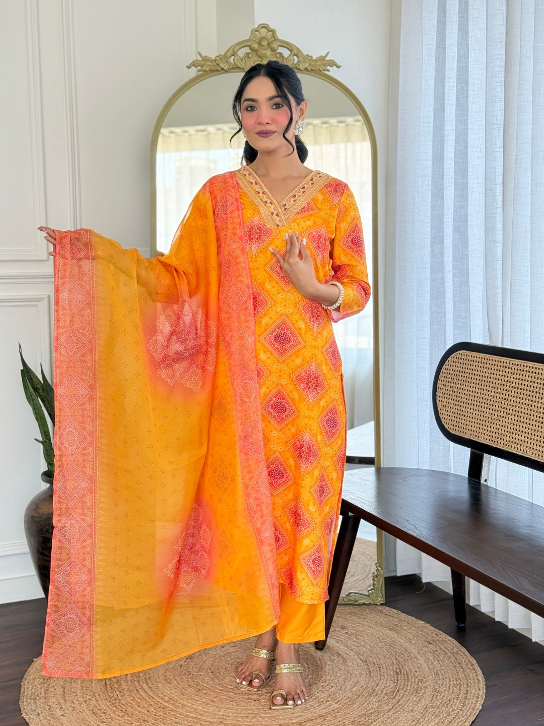 The52 Women's Beautiful Rayon Embroidery work Straight Kurta with Pant and Dupatta Set - Swadesiicart