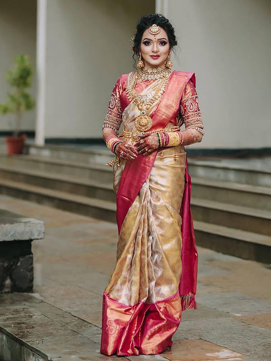 Kalini Ethnic Motifs Woven Design Zari Banarasi Saree | Swadesiicart