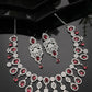 NVR Women's silver plated Maroon CZ stone handcrafted jewellery set - Swadesiicart
