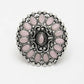 NVR Women's Pink Silver-Plated Circular Shape Adjustable Finger Ring | Swadesiicart