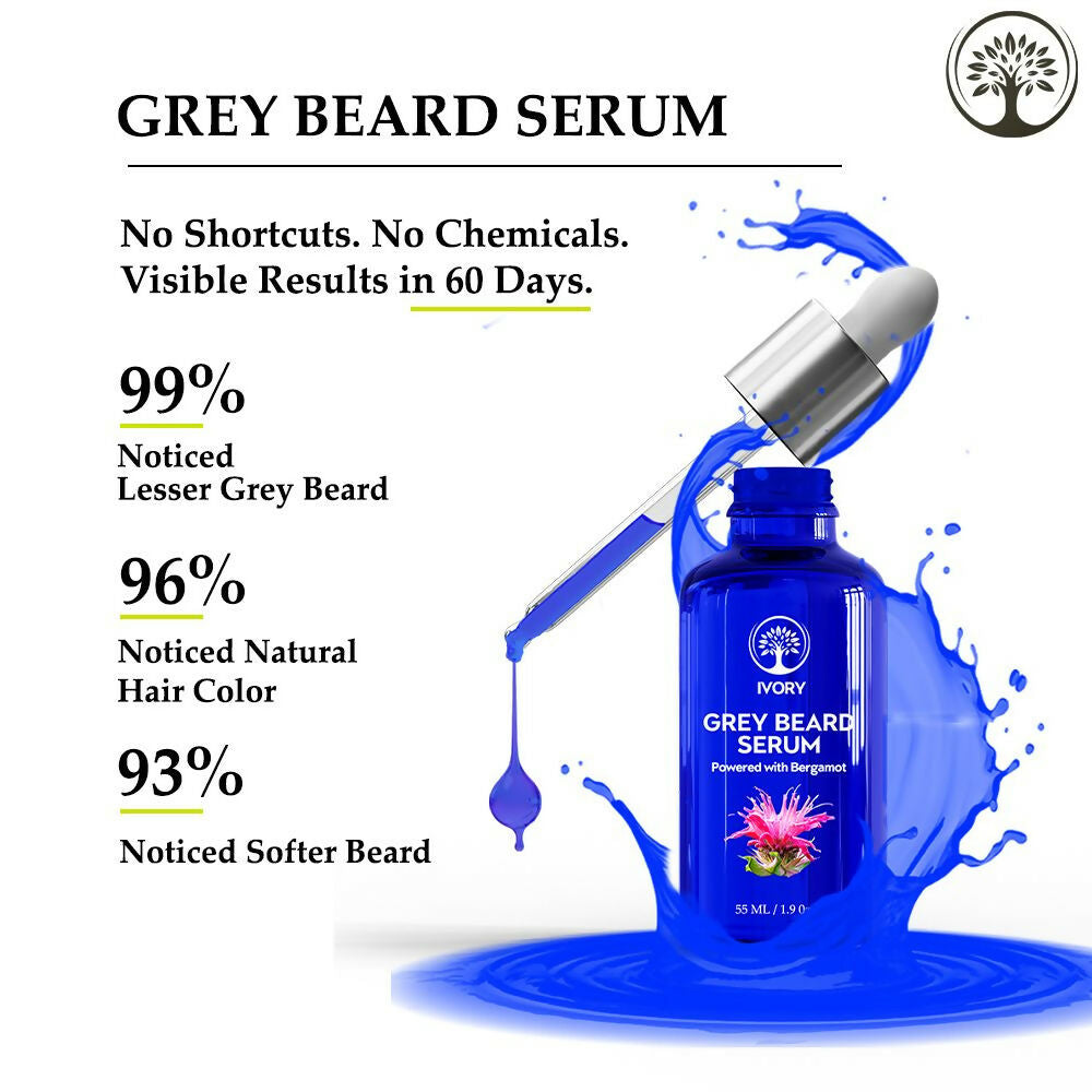 Ivory Natural Greys Beard Serum Restore Natural Black Color Of Grey White Beard | Swadesiicart