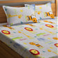 Home Sizzler White & Orange Cartoon Characters 210 TC Bedsheet with Pillow Covers - Swadesiicart