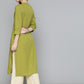 HERE&NOW Women Olive Green Solid Pure Cotton Kurta - Swadesiicart