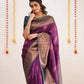 DEIANA'S Beautiful Designer Golden zari Soft Lichi Silk Saree - Purple - Swadesiicart