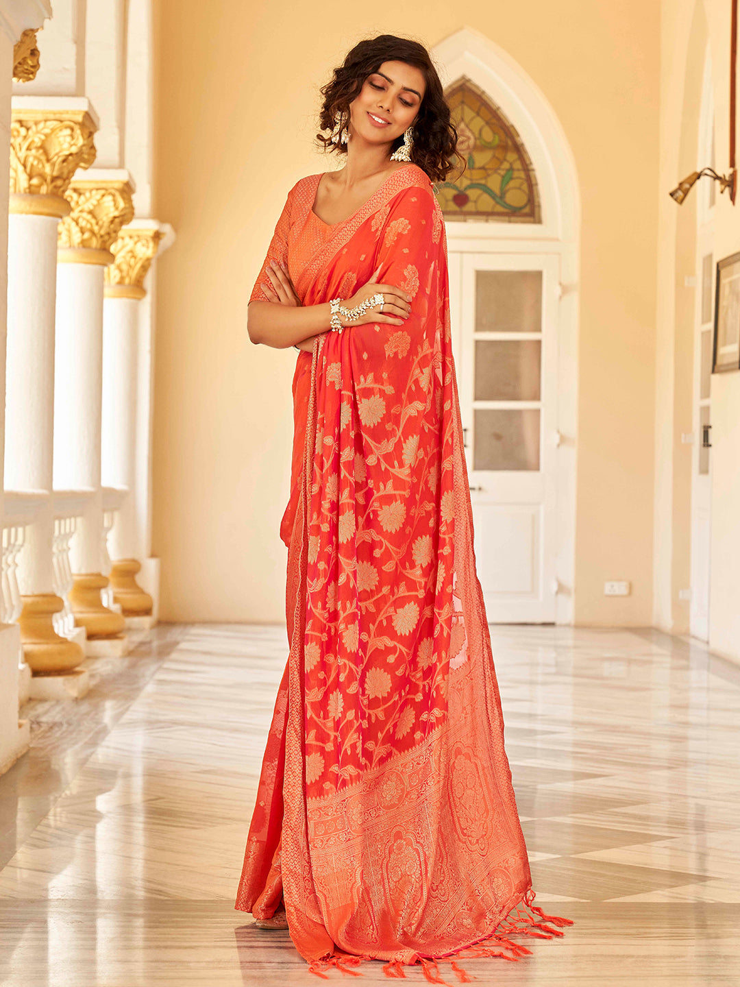 Tikhi Imli Ethnic Motifs Zari Art Silk Saree | Swadesiicart