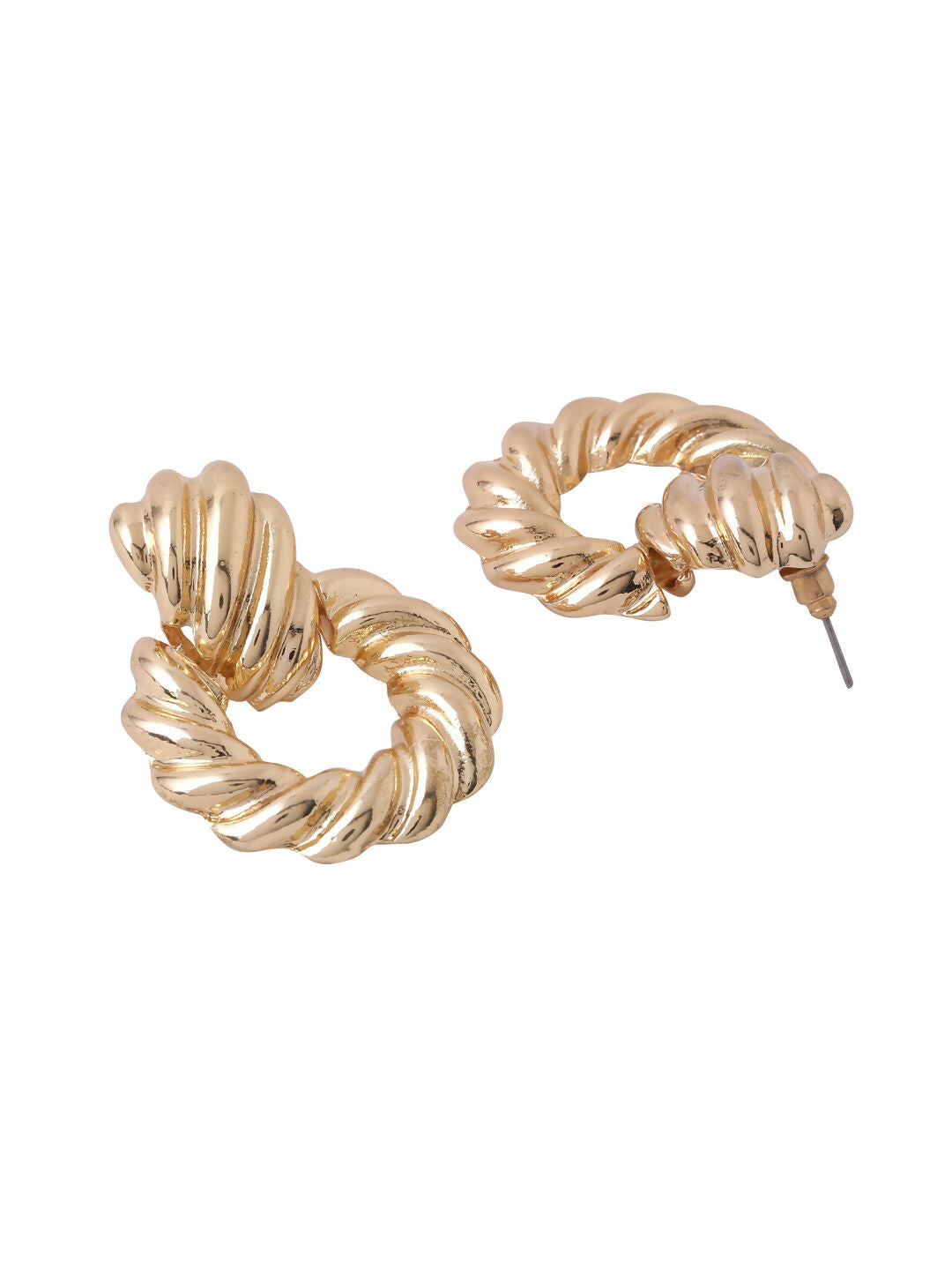 NVR Women Gold Toned Circular Drop Earrings | Swadesiicart