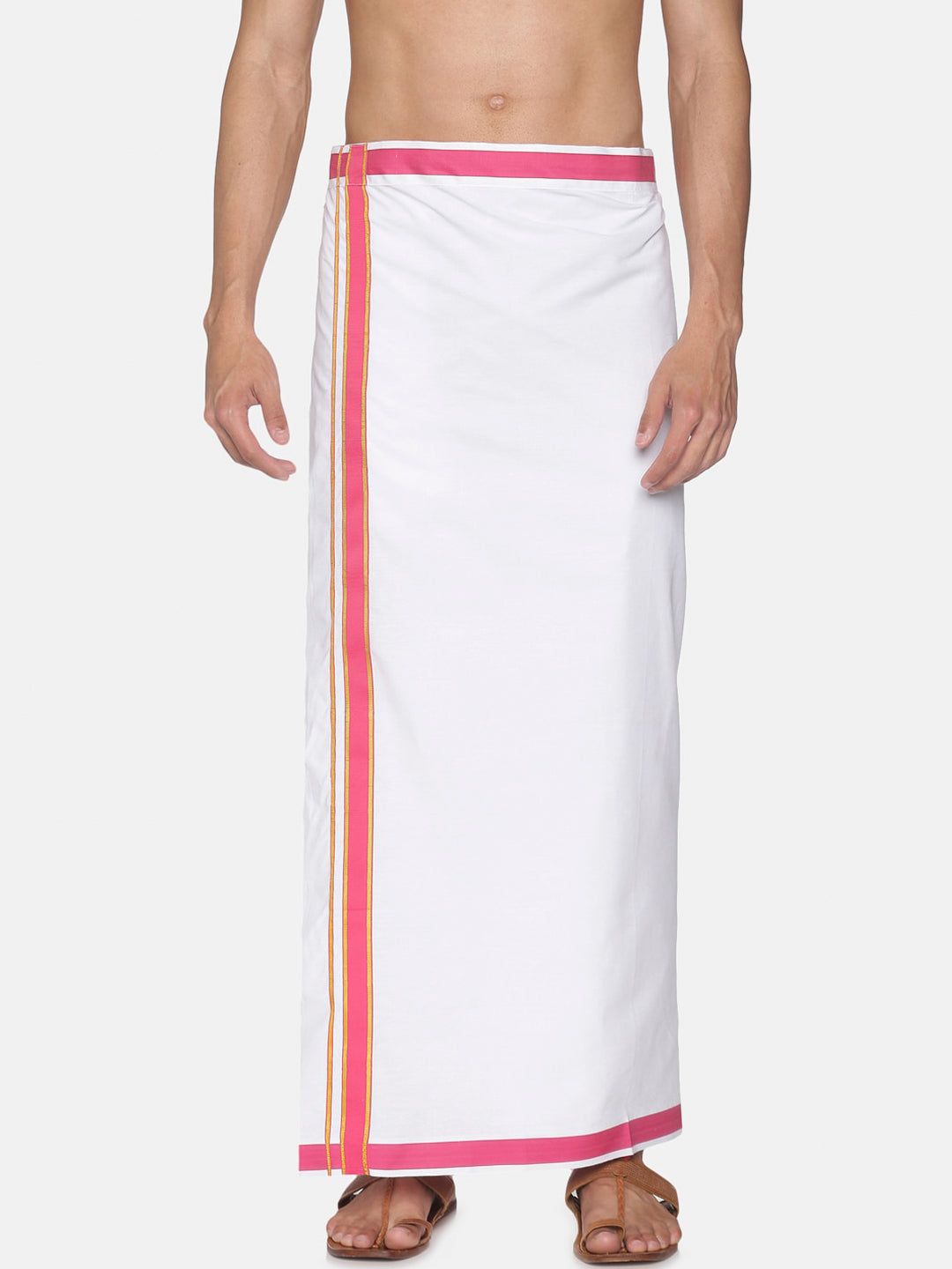 Sethukrishna Men Pack Of 2 White Solid Cotton Readymade Dhoti | Swadesiicart