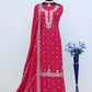 Anaita Red Heavy Vichitra Silk Suit With Sequence & Multi Work