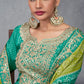 Anaita Turquoise Digital Printed Chinon Embroidered Sequence Work Ready Made Suit