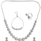 VOJ Silver Plated AD studded Necklace, Earrings With Ring And bracelet - Swadesiicart