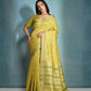 Vishnu Weaves Women's Mahendi Raw Silk Zari Woven Saree with Blouse - Swadesiicart