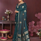 Joban Fashion Emerald green Floral Motifs Banarasi Silk Sarees | Swadesiicart