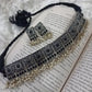 Tehzeeb Creations Women's Silver Colour Oxidised Necklace With Black Pearl - Swadesiicart