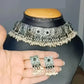 Tehzeeb Creations Women's Silver Colour Oxidised Necklace With Black Pearl - Swadesiicart