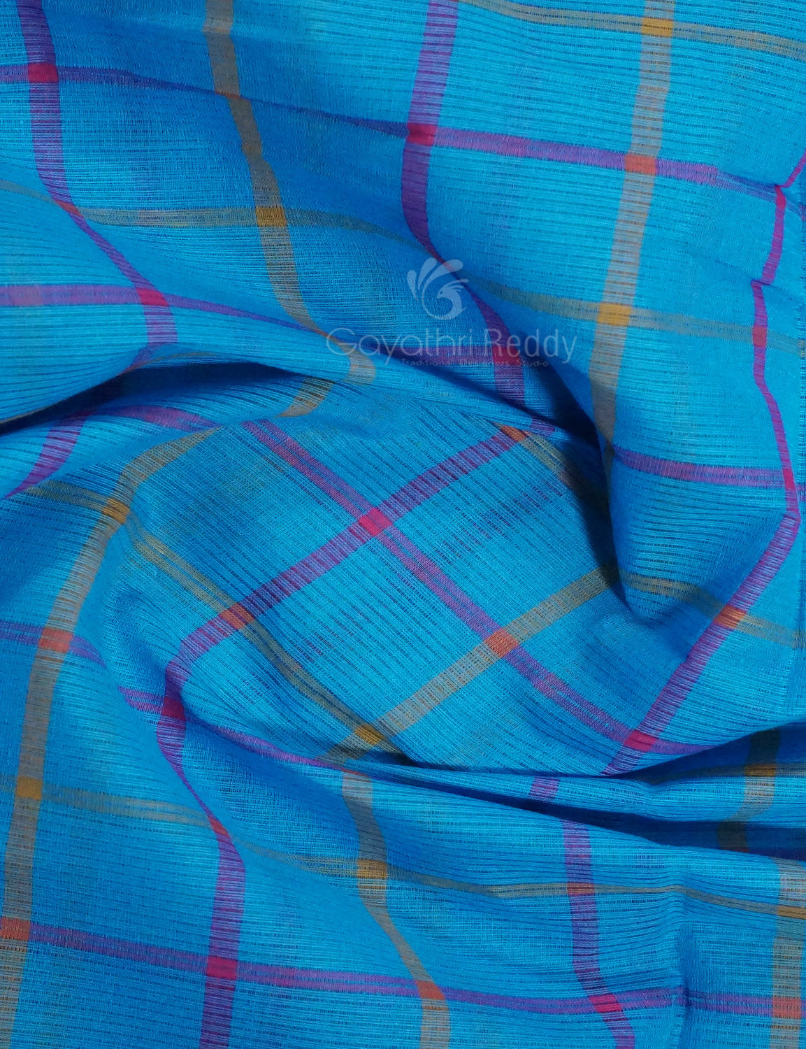 Dual Shade of Sky Blue And Purple Pure Mangalgiri Cotton By Gayathri Reddy Designer Studio | Swadesiicart