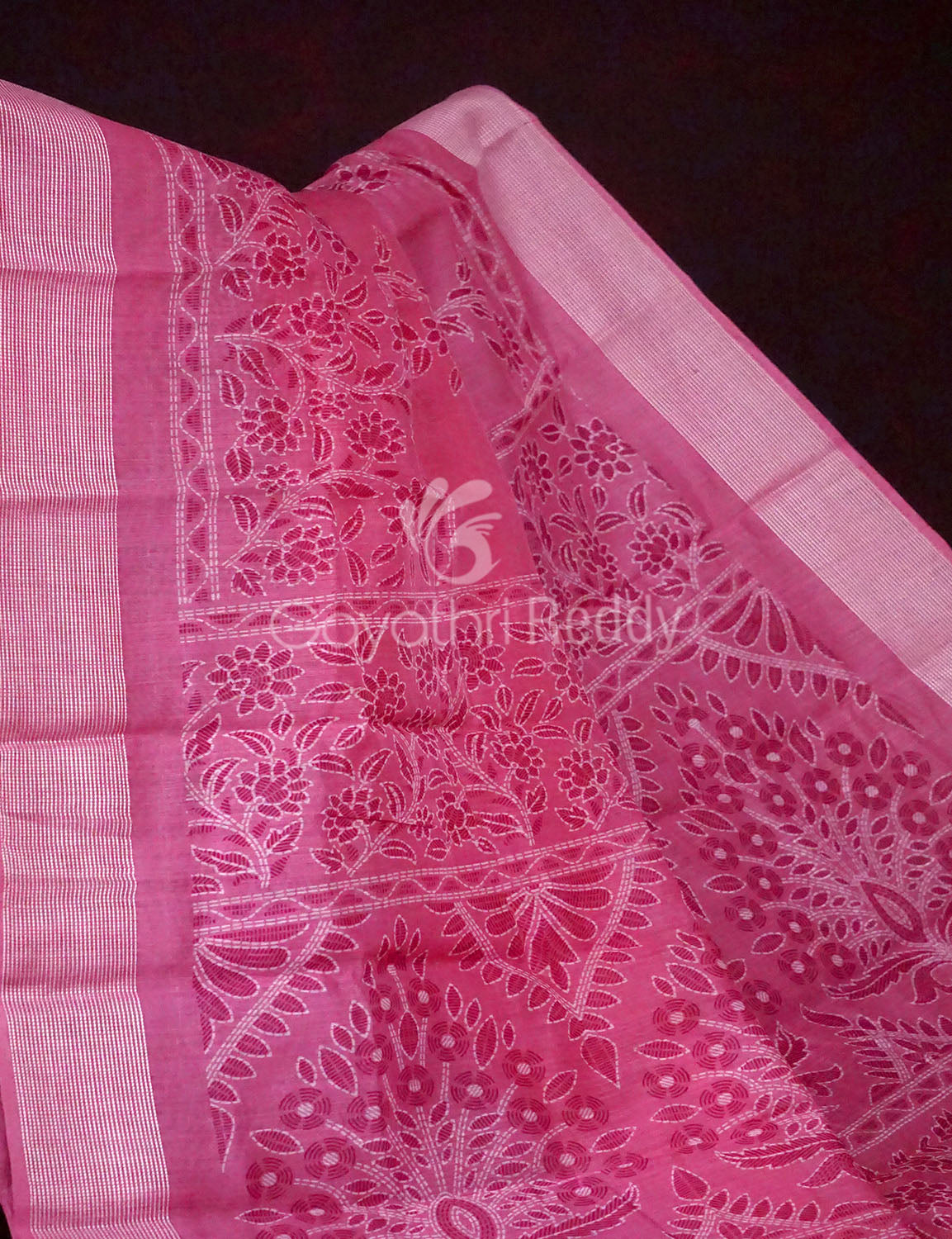 Pink Colour Printed Design Semi Chanderi Office/Regular Wear By Gayathri Reddy Designer Studio | Swadesiicart