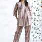 Breathables Women’S Pink Cotton Stripes Loungewear Co-Ord Set