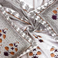 BELLA CASA Grey & Off White Ethnic Motifs 350 TC Cotton King Bedsheet with 2 Pillow Covers
