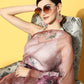 Tikhi Imli Pink & Green Floral Organza Saree | Swadesiicart