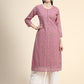 Kalini Round Neck Paisley Embroidered Chikankari Georgette Kurta | Swadesiicart