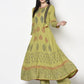Aniyah Rayon Parrot Green Color Block Print Anarkali Palazzo Set (AN-194K)