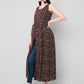 Kalini Women Brown & Black Abstract Print A-Line Kurta - Swadesiicart