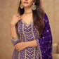 Anaita Violet Chinon Sequence Embroidered Readymade Salwar Suit
