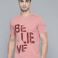 Alcis Men Dusty Pink & Maroon Typography Printed T-shirt | Swadesiicart