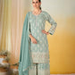 Anaita Sky Blue Georgette Stitched Suit With Embroidery & Sequence Work