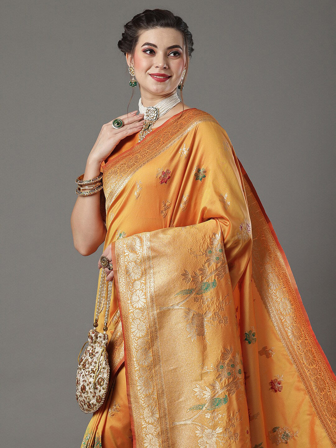 Mitera Woven Design Zari Silk Blend Banarasi Saree | Swadesiicart