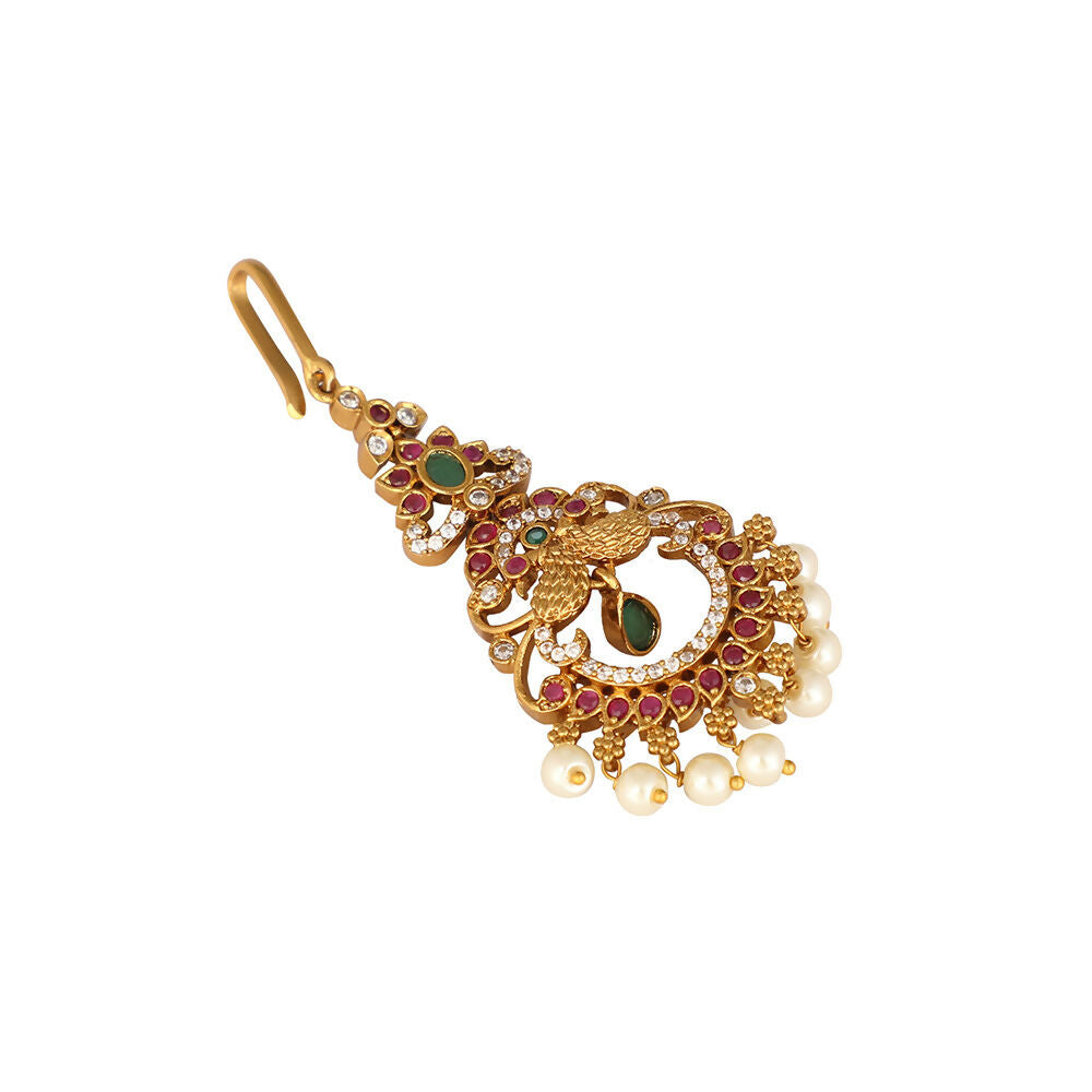 Nuyug 18K Gold Plated Ethereal Dual Color Maang Tikka | Swadesiicart