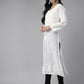 ADA Women White & Black Chikankari Embroidered Handloom Kurta with Cotton Churidar | Swadesiicart