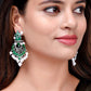 Shoshaa Silver-Plated Green Handcrafted Drop Earrings With Pearl | Swadesiicart