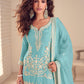 Anaita Sky Chinon Stitched Suit with Embroidery & Sequence Work