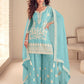 Anaita Sky Chinon Stitched Suit with Embroidery & Sequence Work