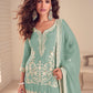 Anaita Turquoise Chinon Stitched Suit with Embroidery & Sequence Work