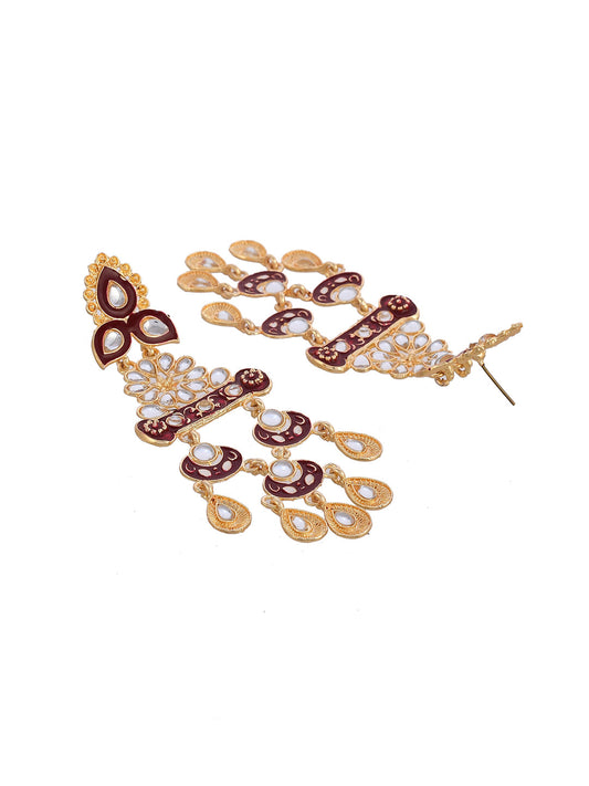 Shoshaa Red Contemporary Drop Earrings - Swadesiicart
