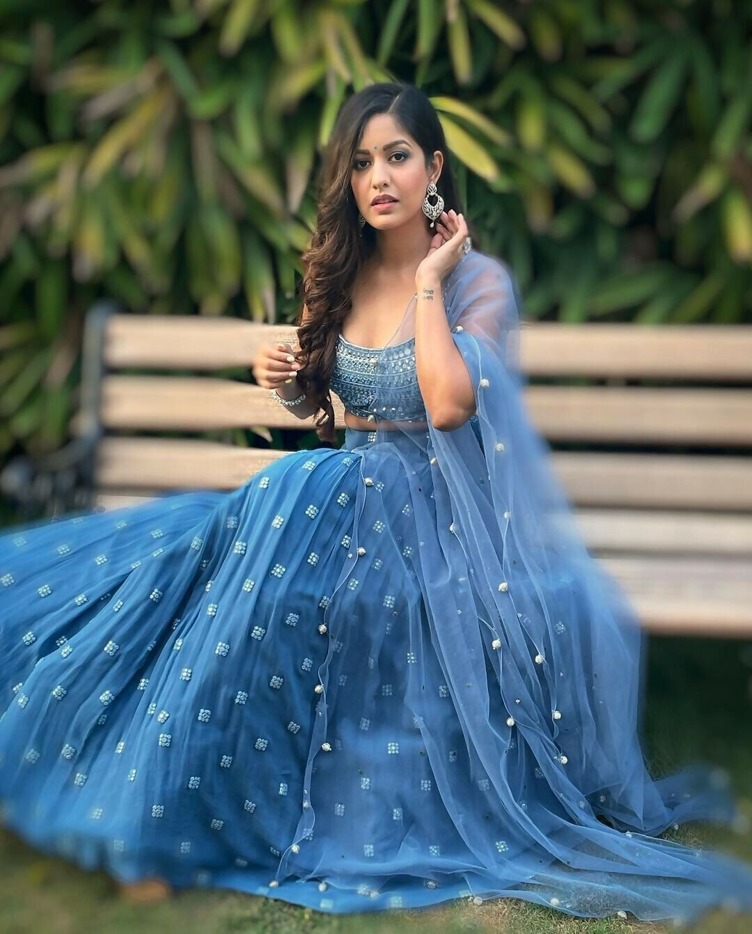 Jyoti Fashion Blue 3MM Sequence with Thread Embroidered Faux Georgette Lehenga Choli with Dupatta | Swadesiicart